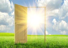 Sun rays and open door