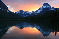 Swift Current Lake at Sunset Glacier National Park royalty free stock images Swift Current Lake at Sunset Glacier National Park royalty free stock images