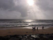 Sun setting during twilight in the Kundapura beach stock photography Sun setting during twilight in the Kundapura beach stock photography