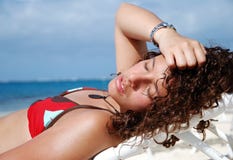 Sunbath On Grand Cayman Royalty Free Stock Image