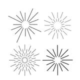 Sunburst ink vector set. Vintage and hipster sun rays frames collection. stock illustration Sunburst ink vector set. Vintage and hipster sun rays frames collection. stock illustration