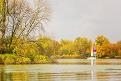 Sunday rest on the river in autumn day Royalty Free Stock Photos Sunday rest on the river in autumn day Royalty Free Stock Photos