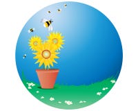 Sunflowers with bees royalty free illustration Sunflowers with bees royalty free illustration