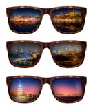 Sunglasses with beautiful panorama of Istanbul royalty free stock image Sunglasses with beautiful panorama of Istanbul royalty free stock image