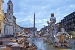 Sunrise And View Of Piazza Navona In Rome, Italy Royalty Free Stock Image
