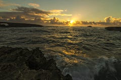 Sunrise in Hawaii with the ocean wave royalty free stock image Sunrise in Hawaii with the ocean wave royalty free stock image