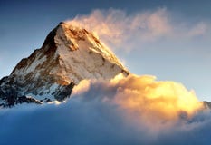 Sunrise over Machapuchare or fish tail mountain royalty free stock images Sunrise over Machapuchare or fish tail mountain royalty free stock images