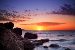 Sunrise Over Ocean Horizon Stock Photo