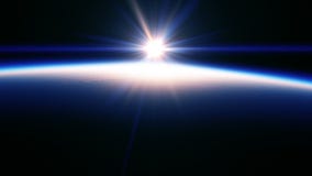 Sunrise In Space Over Blue Earth