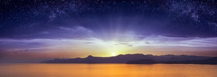 The sunrise with starry sky above the Crimea stock photos The sunrise with starry sky above the Crimea stock photos