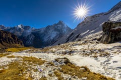 Sunrise view from Annapurna base camp Nepal royalty free stock photos Sunrise view from Annapurna base camp Nepal royalty free stock photos