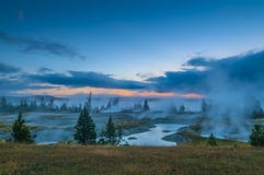 Sunrise in West Thumb Geyser Basin - Yellowstone royalty free stock photos Sunrise in West Thumb Geyser Basin - Yellowstone royalty free stock photos