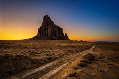 Sunset above Shiprock in New Mexico Royalty Free Stock Images Sunset above Shiprock in New Mexico Royalty Free Stock Images