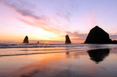 Sunset At Cannon Beach Royalty Free Stock Photography