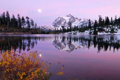 Sunset At Picture Lake Stock Photography