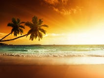 Sunset on the beach of sea stock photo Sunset on the beach of sea stock photo