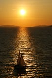 Sunset with boat on Adriatic Sea