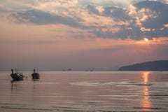 Sunset in Ao Nang, Noppharat Thara beach royalty free stock photo Sunset in Ao Nang, Noppharat Thara beach royalty free stock photo