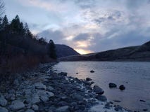 Sunset on the. Clear water river in idaho stock photo Sunset on the. Clear water river in idaho stock photo