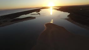 Sunset Coorong fly over toward Goolwa