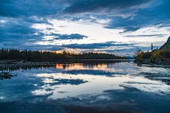 Sunset in the forest. Forest by the river. Russia stock photo Sunset in the forest. Forest by the river. Russia stock photo