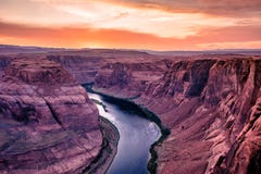 Sunset at Horseshoe Bend Canyon - Grand Canyon with Colorado River - Located at Page, Arizona - USA royalty free stock image Sunset at Horseshoe Bend Canyon - Grand Canyon with Colorado River - Located at Page, Arizona - USA royalty free stock image