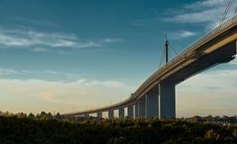 Melbournes Westgate Bridge against a dynamic blue sky and the vibrancy of colors from a low sun. royalty free stock photo Melbournes Westgate Bridge against a dynamic blue sky and the vibrancy of colors from a low sun. royalty free stock photo