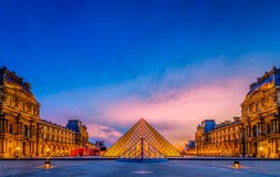 The sunset of The Louvre Museum