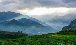 Sunset in mountain landscape stock photos Sunset in mountain landscape stock photos