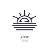 sunset outline icon. isolated line vector illustration from travel 2 collection. editable thin stroke sunset icon on white royalty free illustration sunset outline icon. isolated line vector illustration from travel 2 collection. editable thin stroke sunset icon on white royalty free illustration