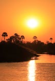 The sunset makes a reflection on the Zambeze river.