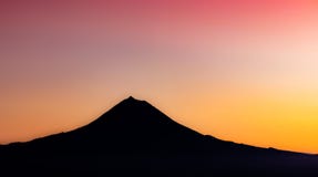 Sunset at Pico Mountain, Azores travel destination, colorful end of day