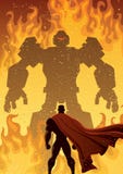 Super-herói contra o robô ilustração stock Super-herói contra o robô ilustração stock