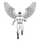 Super héroe en un traje apretado y máscara con las alas extendidas del pájaro ilustración del vector Super héroe en un traje apretado y máscara con las alas extendidas del pájaro ilustración del vector