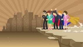 Superheldgesch?fts-Teamstellung auf der Klippe bereit zur Herausforderung Gesch?ftsteamsymbol Teamwork- und Erfolgskonzept Komisc vektor abbildung Superheldgesch?fts-Teamstellung auf der Klippe bereit zur Herausforderung Gesch?ftsteamsymbol Teamwork- und Erfolgskonzept Komisc vektor abbildung