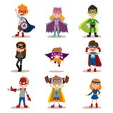 Superhero kids boys and girls cartoon vector vector illustration Superhero kids boys and girls cartoon vector vector illustration