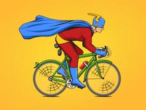 Superhero op een vector van het fiets grappige boek stock illustratie Superhero op een vector van het fiets grappige boek stock illustratie