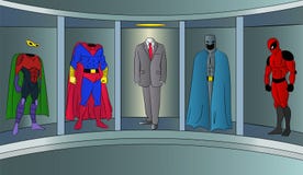 Superherodräkt för affärsvektorillustration stock illustrationer Superherodräkt för affärsvektorillustration stock illustrationer
