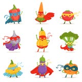 Superherogroenten in Maskers en Kaapreeks Leuke Kinderachtige Beeldverhaal Vermenselijkte Karakters in Kostuums stock illustratie Superherogroenten in Maskers en Kaapreeks Leuke Kinderachtige Beeldverhaal Vermenselijkte Karakters in Kostuums stock illustratie