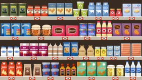 Supermarkt, planken met producten en dranken royalty-vrije illustratie Supermarkt, planken met producten en dranken royalty-vrije illustratie