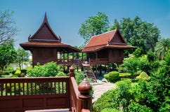 Suphanbiri, Thailand : Thai Wooden House Royalty Free Stock Images