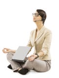 Support operator relax with notebook headset, business woman iso stock image Support operator relax with notebook headset, business woman iso stock image