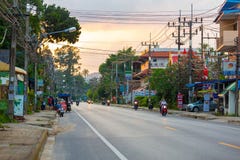 Suratthani, Thailand - November 30, 2018: Motorcyclists drive ar stock images Suratthani, Thailand - November 30, 2018: Motorcyclists drive ar stock images