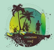 Surfer on the beach royalty free illustration Surfer on the beach royalty free illustration