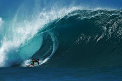 Surfer Evan Valiere Surfing Pipeline in Hawaii