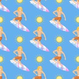 Surfing active water sport seamless pattern background surfer summer time beach activities man windsurfing jet water Royalty Free Stock Photos Surfing active water sport seamless pattern background surfer summer time beach activities man windsurfing jet water Royalty Free Stock Photos