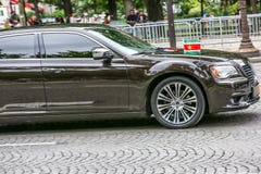 Suriname Diplomatic car during Military parade (Defile) in Republic Day (Bastille Day). Champs Elys royalty free stock photo Suriname Diplomatic car during Military parade (Defile) in Republic Day (Bastille Day). Champs Elys royalty free stock photo