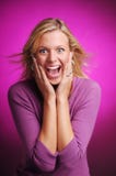 Surprised Blond Hair Young Woman Royalty Free Stock Images