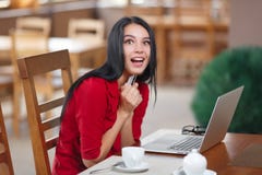 Surprised business woman shopping online royalty free stock photo Surprised business woman shopping online royalty free stock photo
