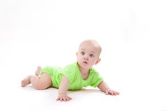 Surprised Cute Baby Lying On His Stomach And Looking At The Came Stock Photo Surprised Cute Baby Lying On His Stomach And Looking At The Came Stock Photo